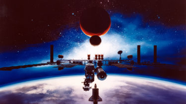 An illustration of a space station