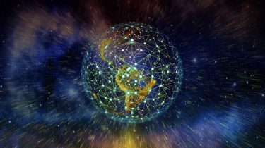 Photo of a network over the Earth in space