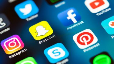 Social media icons on a display