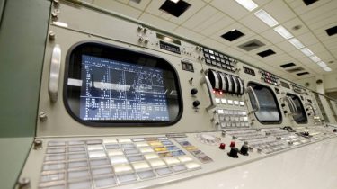 Computer consoles from the NASA Apollo command center